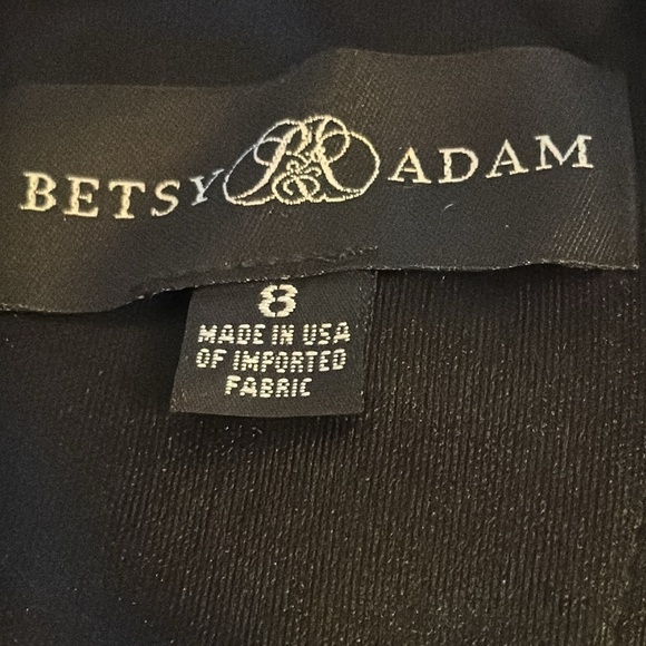 Betsy & Adam black off the shoulder back cascade and exposed zip Sz 8 gown new - Picture 9 of 13